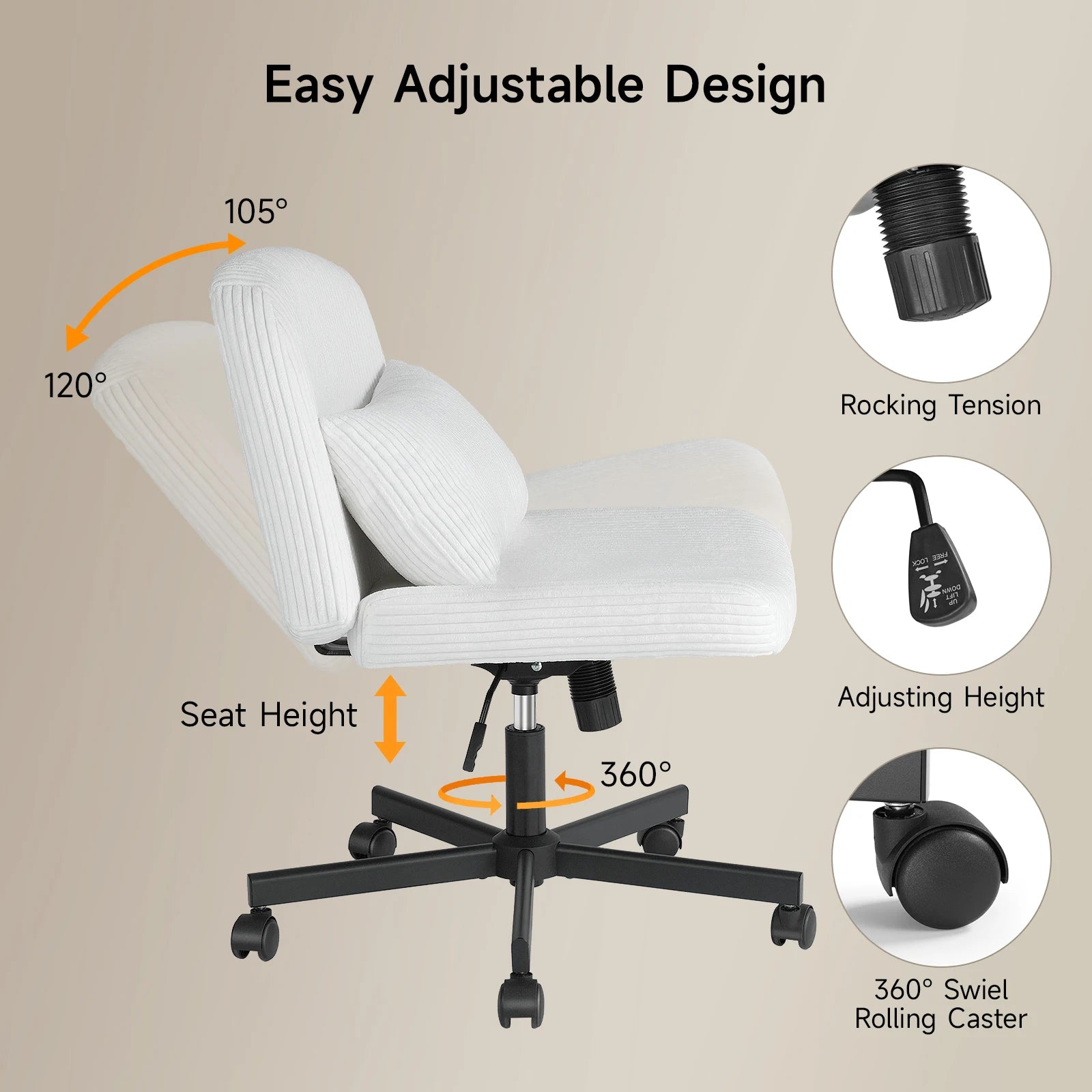 Massage Cross Leg Office Chair with Double Layer Cushion - Chic & Cheery Shopping