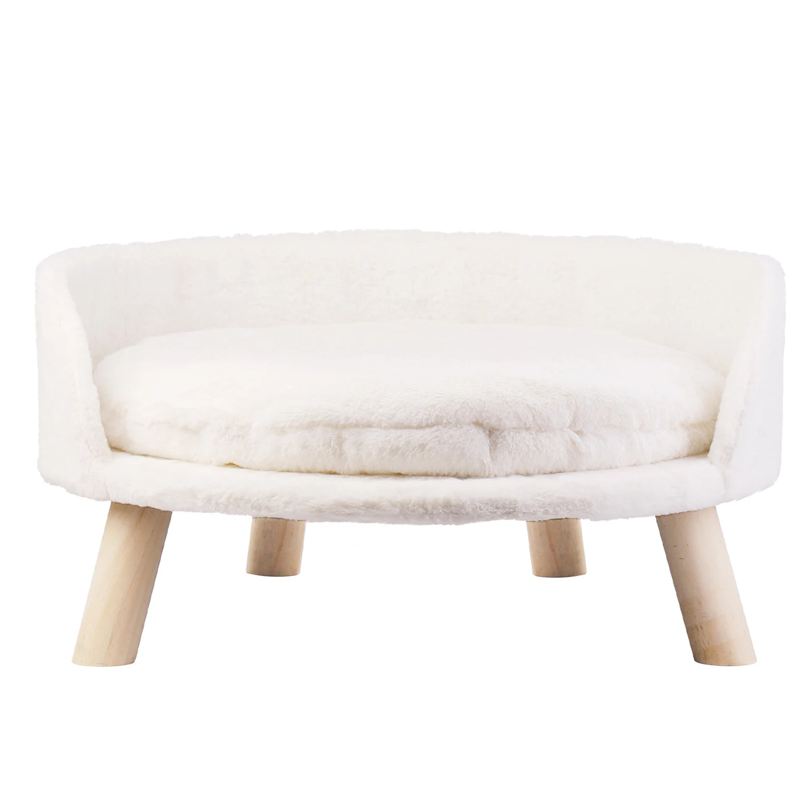 Luxury Plush Cat Bed with Wood Legs for Small Pets - Chic & Cheery Shopping