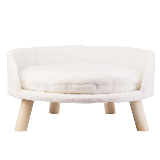 Luxury Plush Cat Bed with Wood Legs for Small Pets - Chic & Cheery Shopping