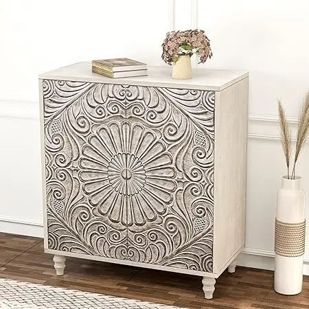 Rustic Boho Accent Cabinet with Doors and Shelf - Chic & Cheery Shopping