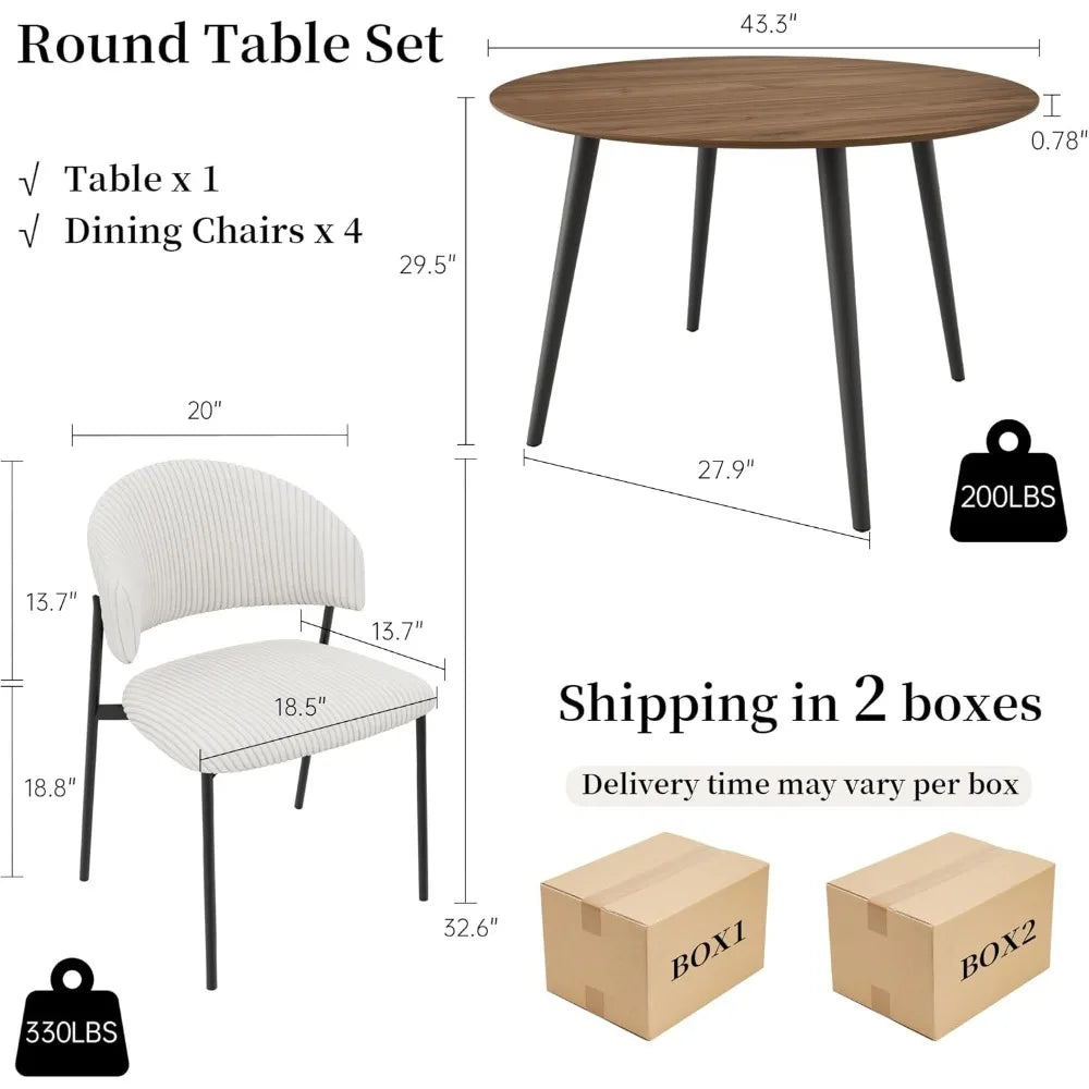 Modern 43 Inch Round Dining Table Set for Four - Chic & Cheery Shopping