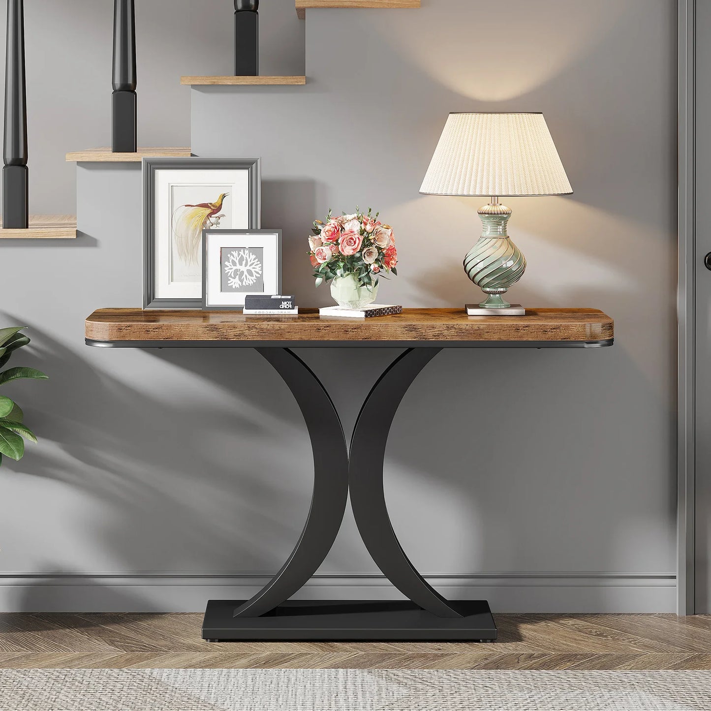 Tribesigns Industrial Console Table with Geometric Base - Chic & Cheery Shopping