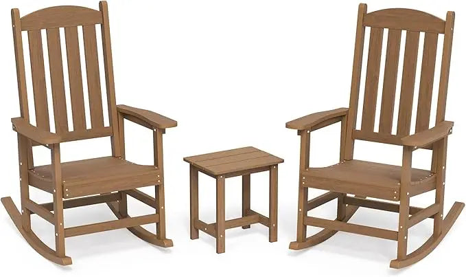 Outdoor Rocking Chairs Set of 3 All Weather Resistant - Chic & Cheery Shopping