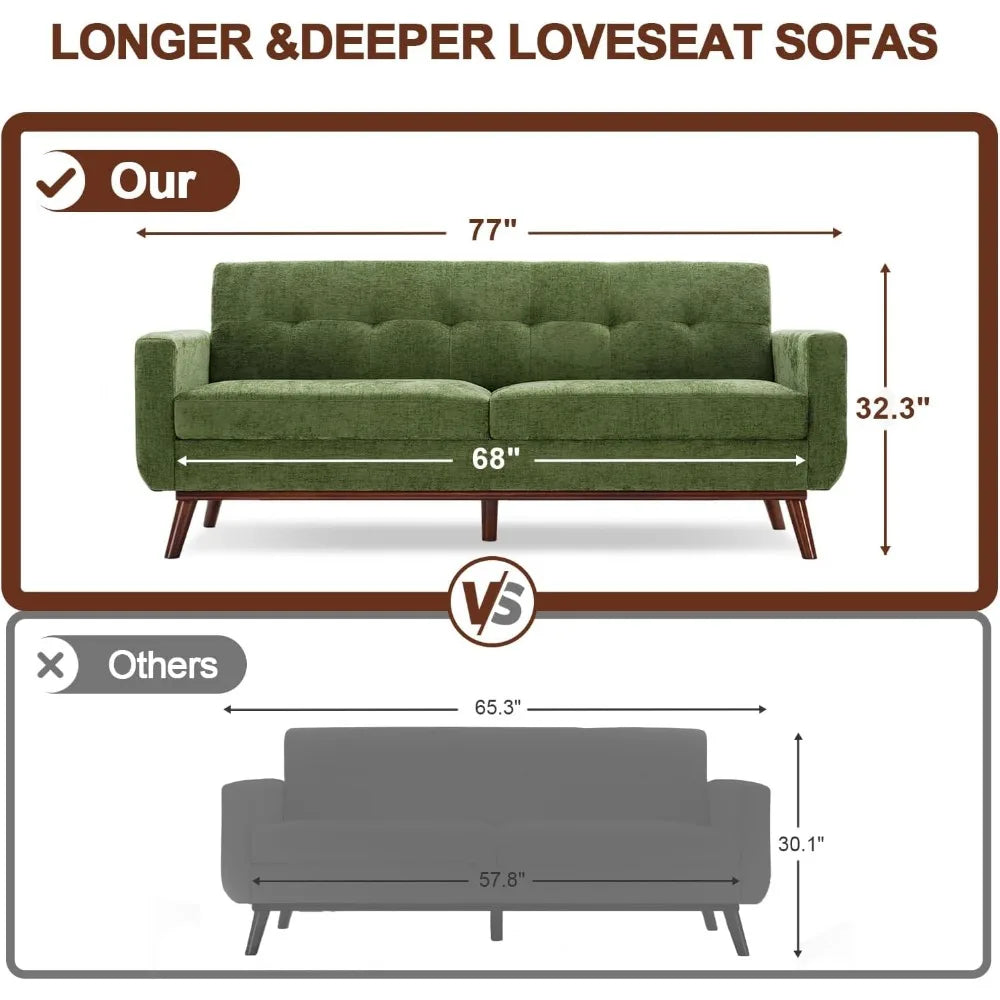 Modern Dark Green Chenille Love Seat Sofa for Living Room - Chic & Cheery Shopping