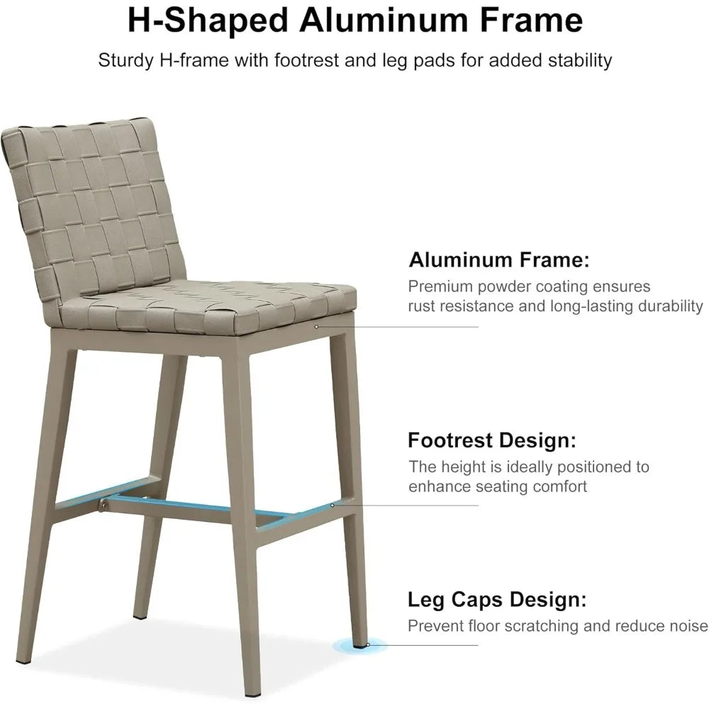 29 Inch Outdoor Bar Stools Set of 2 with Aluminum Frame - Chic & Cheery Shopping