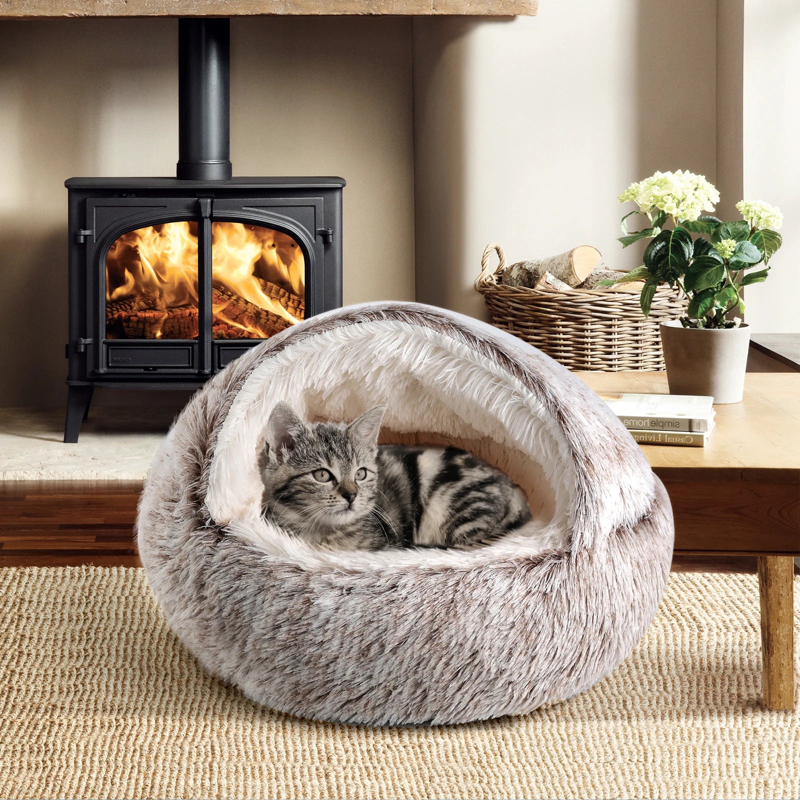 Cozy Plush Hooded Cat Bed Cave for Indoor Cats - Chic & Cheery Shopping