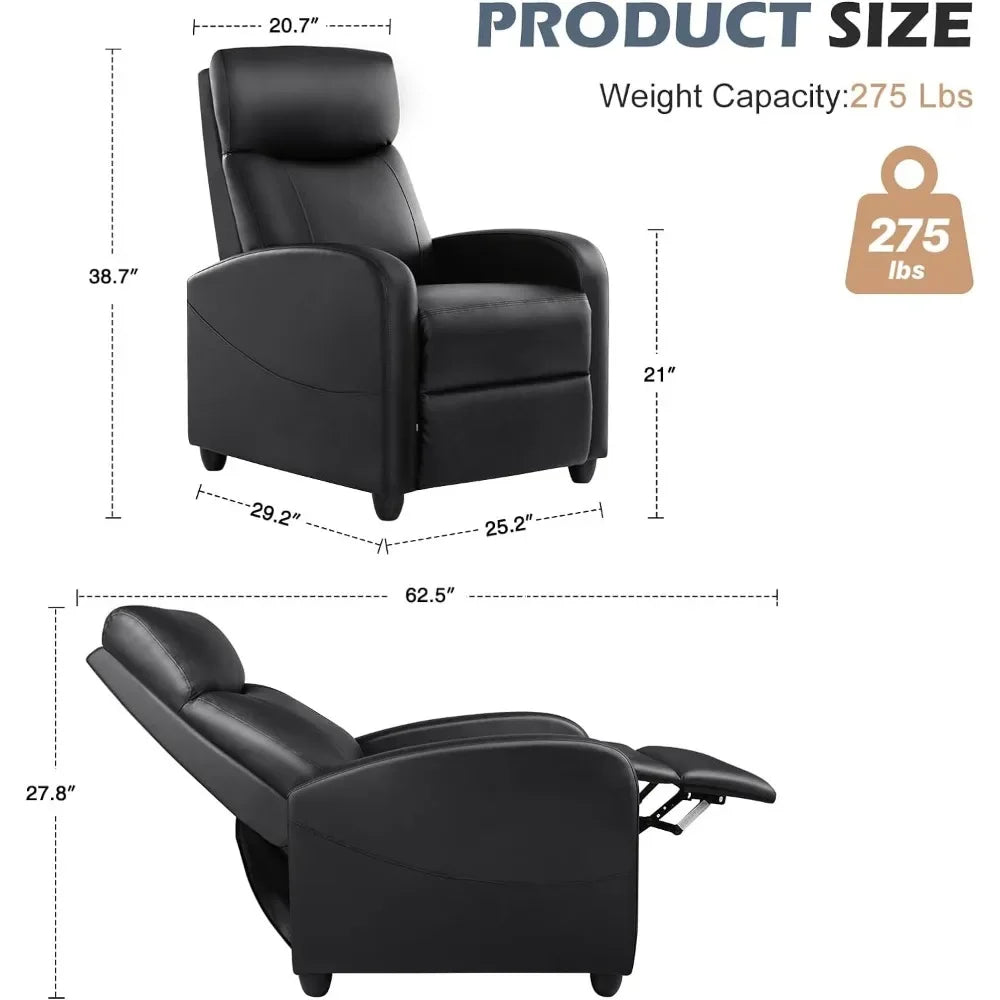 Comfortable PU Leather Recliner Chair for Home Theater - Chic & Cheery Shopping