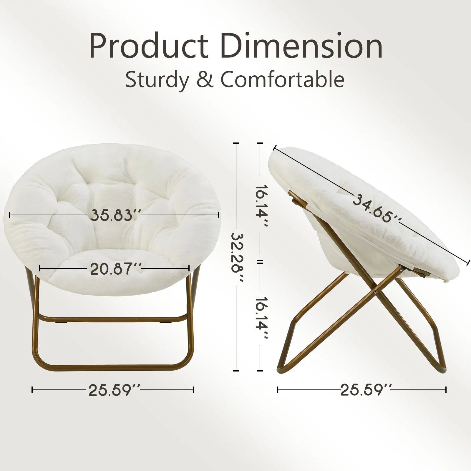 Cozy Faux Fur Saucer Chair with Metal Frame for Living Room - Chic & Cheery Shopping