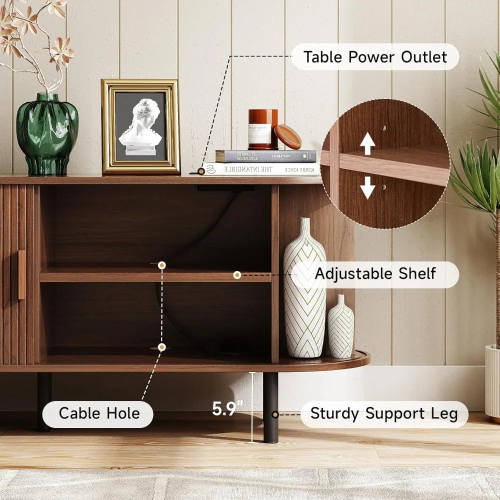 Elegant 55 Inch TV Stand with Power Outlet and Storage - Chic & Cheery Shopping