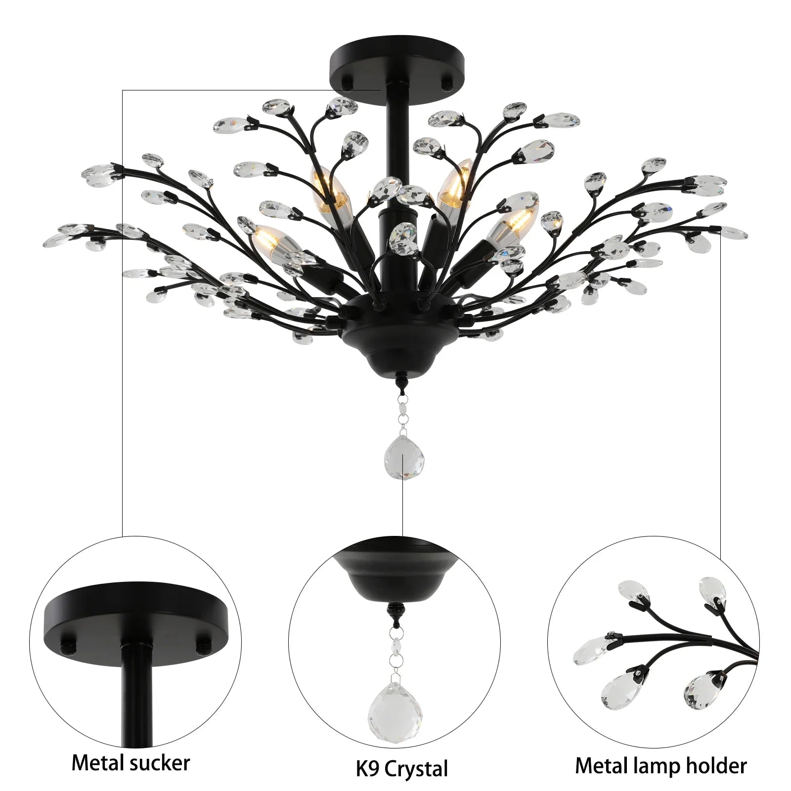 5-Light Vintage Crystal Chandelier for Home Decor - Chic & Cheery Shopping