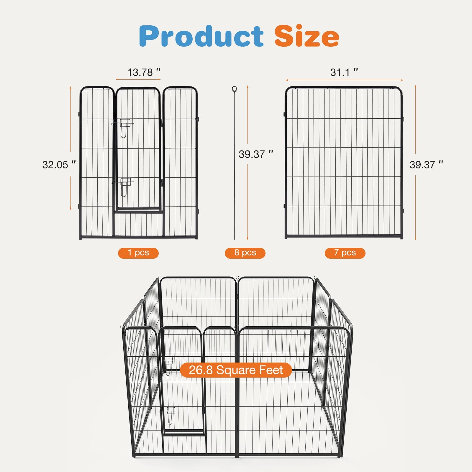JHK 8 Panel Heavy Duty Dog Playpen for Indoor and Outdoor Use - Chic & Cheery Shopping
