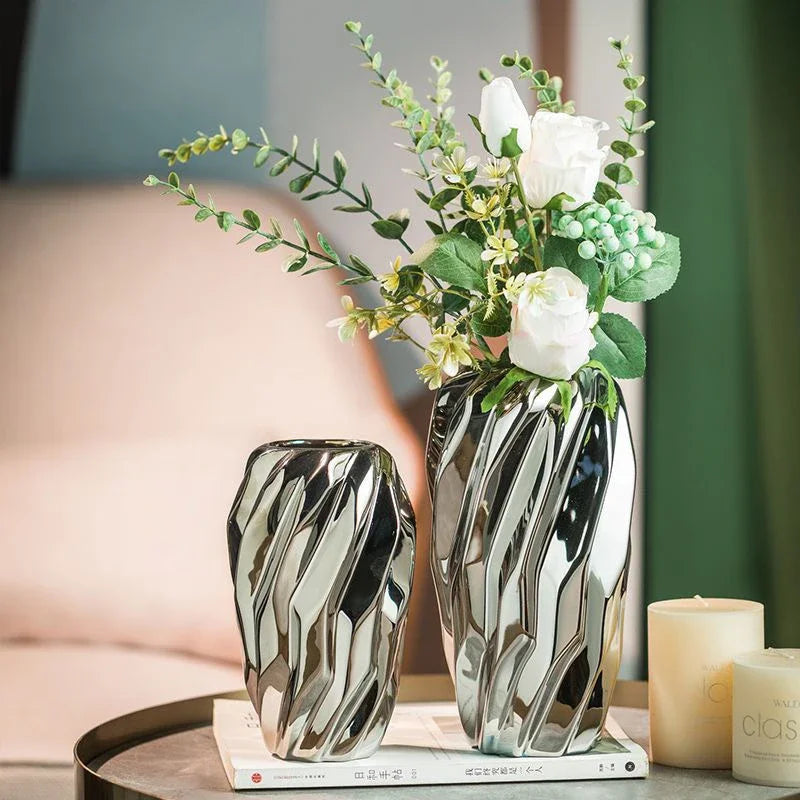 Electroplating Golden Silvery Ceramic Vase for Home Decor - Chic & Cheery Shopping