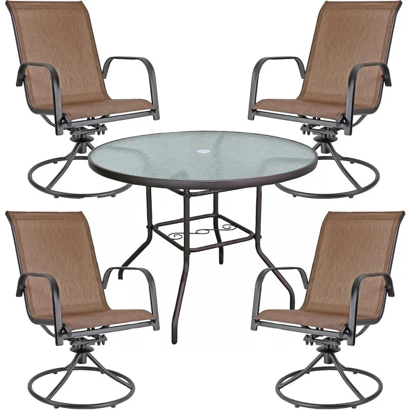 Sienna Collection 5-Piece Patio Dining Set with Swivel Rockers - Chic & Cheery Shopping