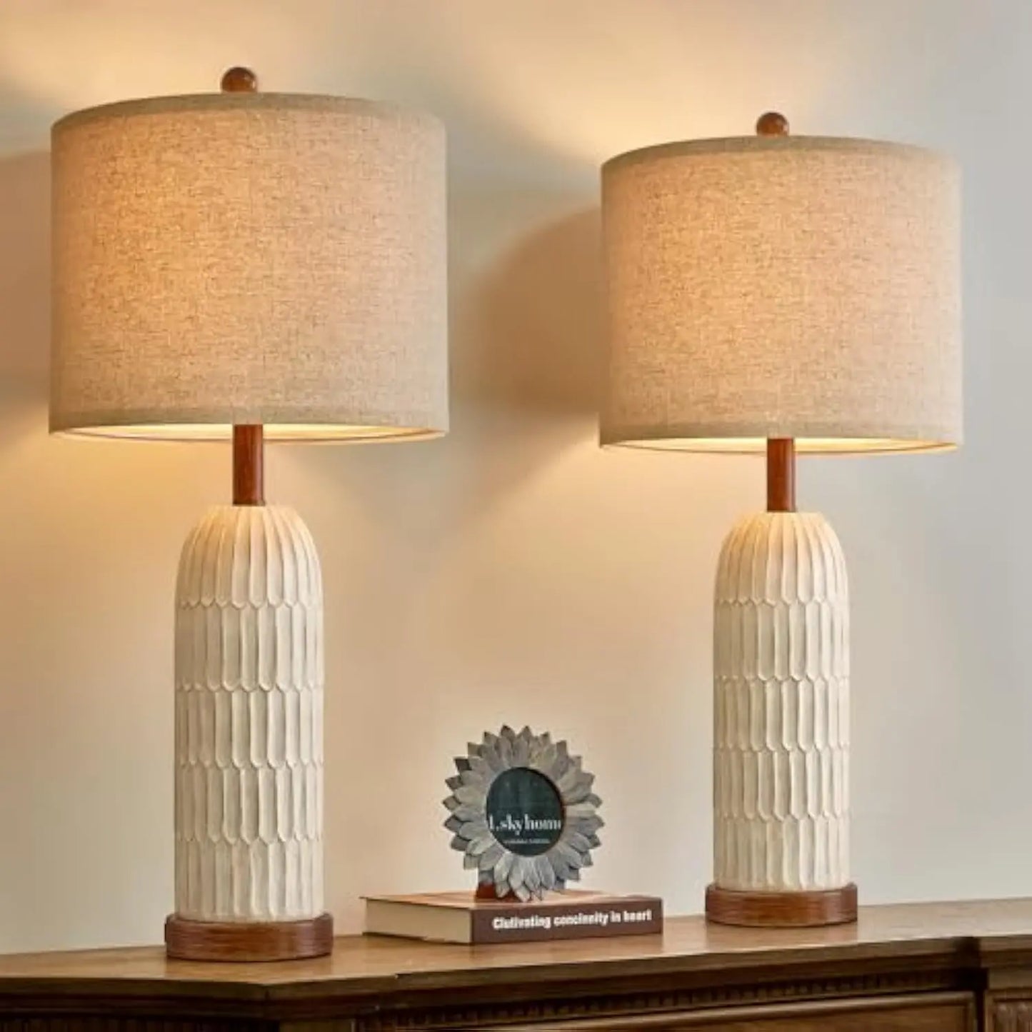 Modern Farmhouse Table Lamp Set of 2 with USB Ports - Chic & Cheery Shopping