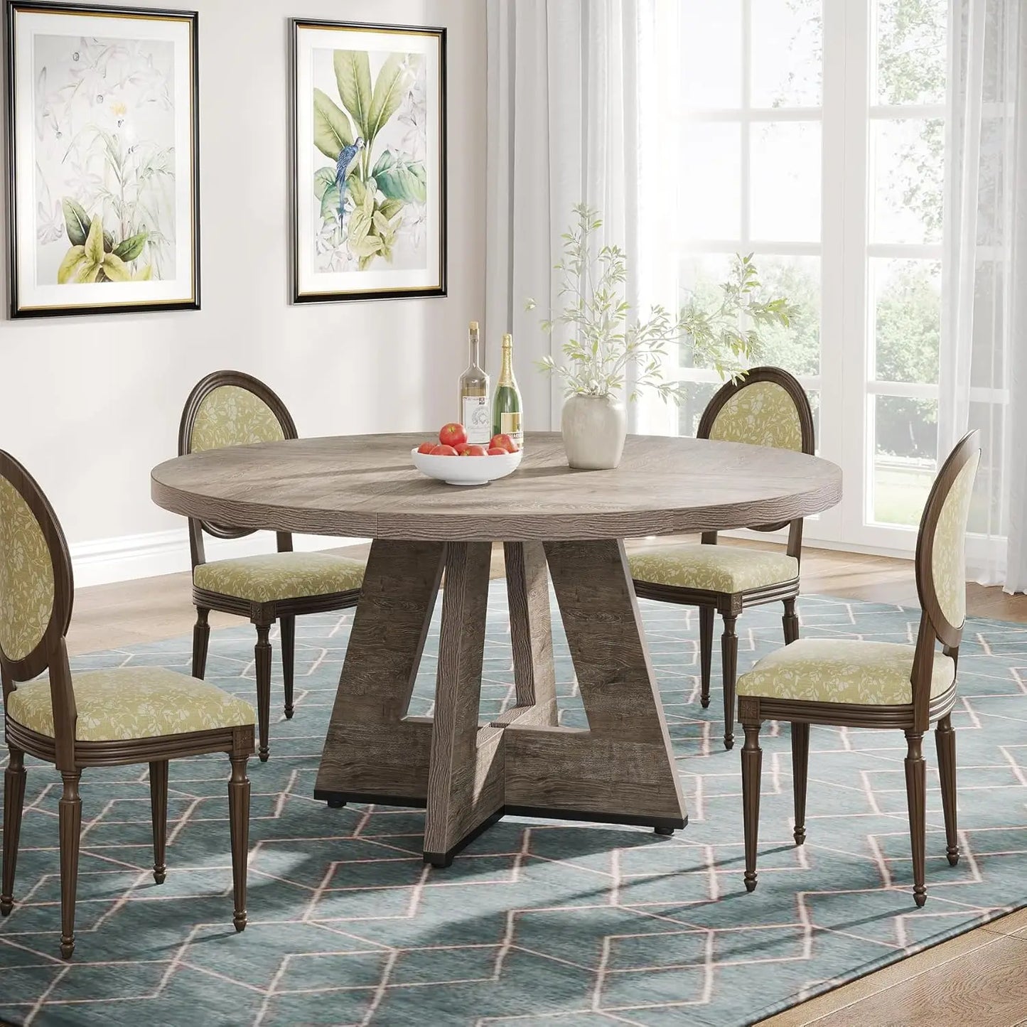 Rustic 47 Inch Round Farmhouse Dining Table for Four - Chic & Cheery Shopping