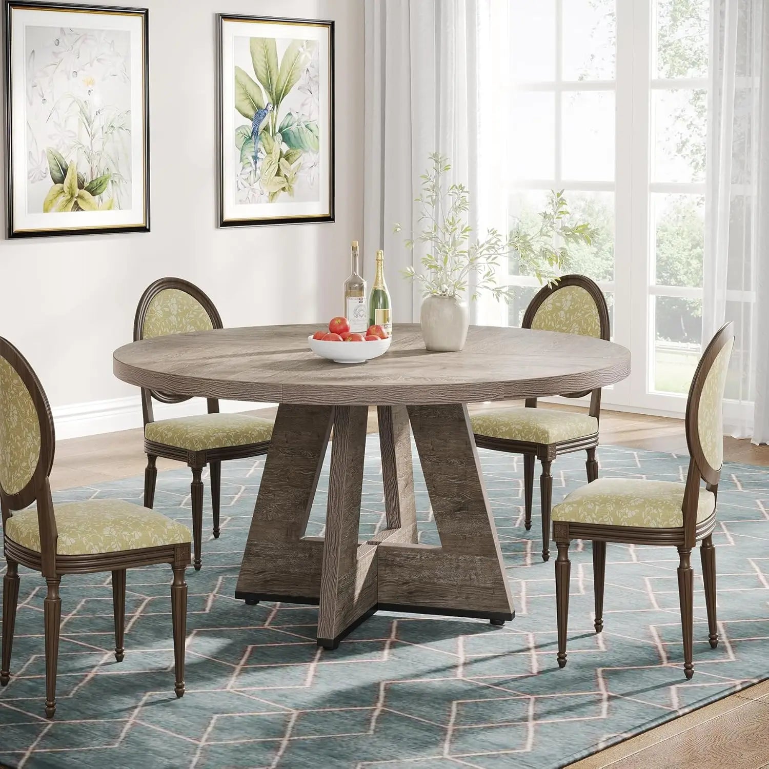 Rustic 47 Inch Round Farmhouse Dining Table for Four - Chic & Cheery Shopping