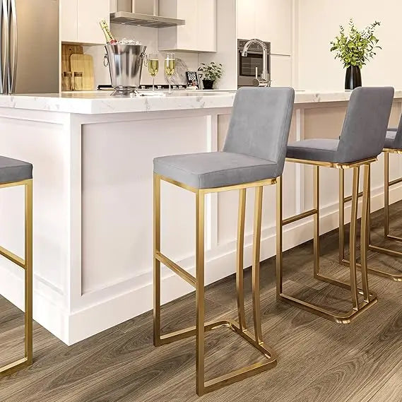 30 Inch Velvet Barstools Set of 2 with Gold Metal Frame - Chic & Cheery Shopping