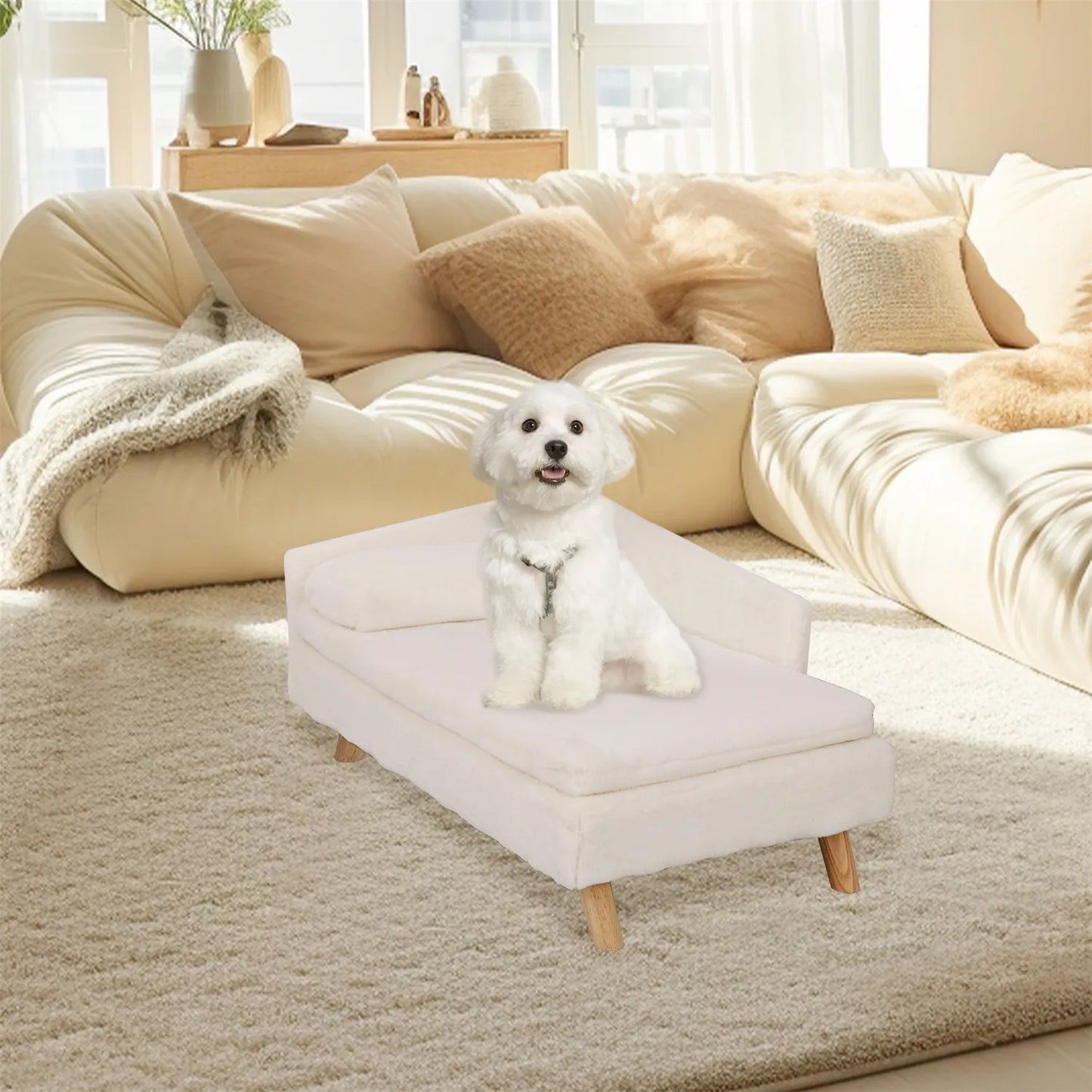 Elevated Nordic Pet Bed with Cozy Waterproof Pad - Chic & Cheery Shopping
