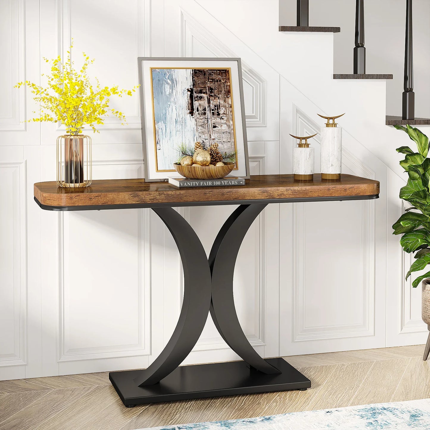Tribesigns Industrial Console Table with Geometric Base - Chic & Cheery Shopping