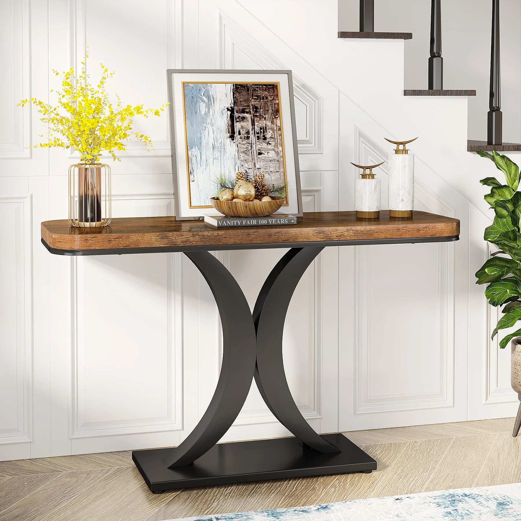 Tribesigns Industrial Console Table with Geometric Base - Chic & Cheery Shopping