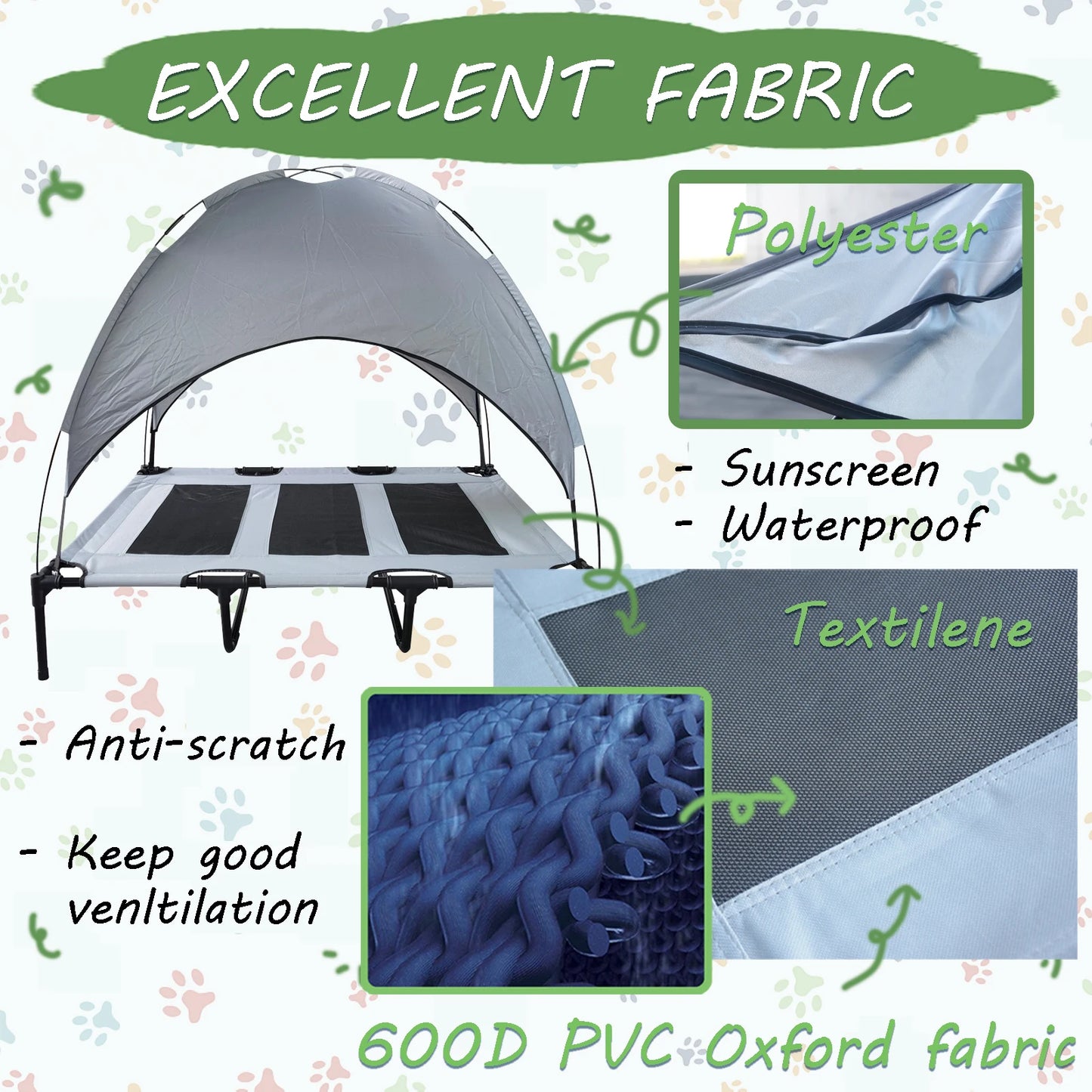 Elevated Dog Bed with Canopy for Indoor and Outdoor Use - Chic & Cheery Shopping