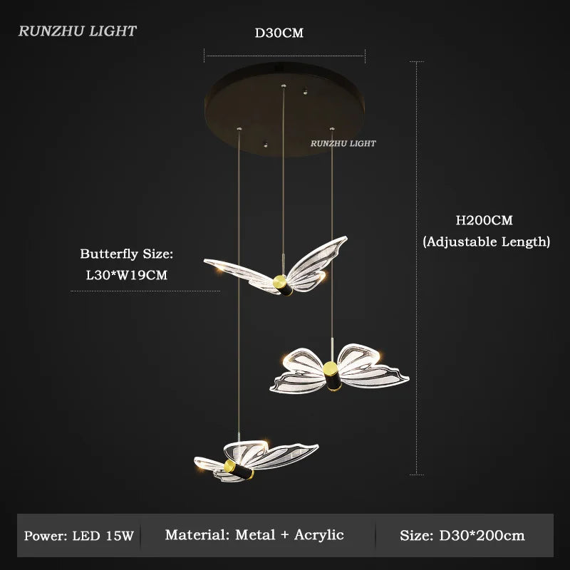 Butterfly Chandelier Bedroom Lamp Creative LED Pendant Light - Chic & Cheery Shopping