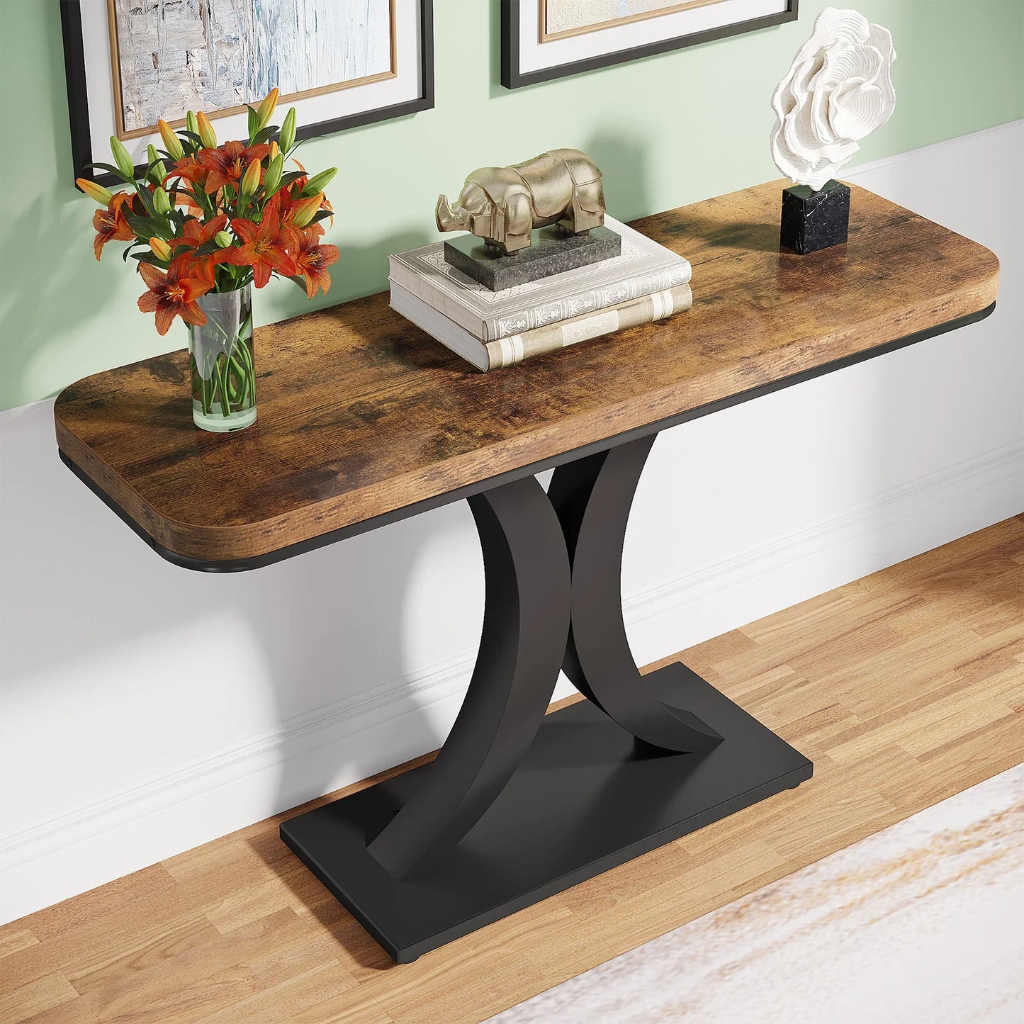 Tribesigns Industrial Console Table with Geometric Base - Chic & Cheery Shopping