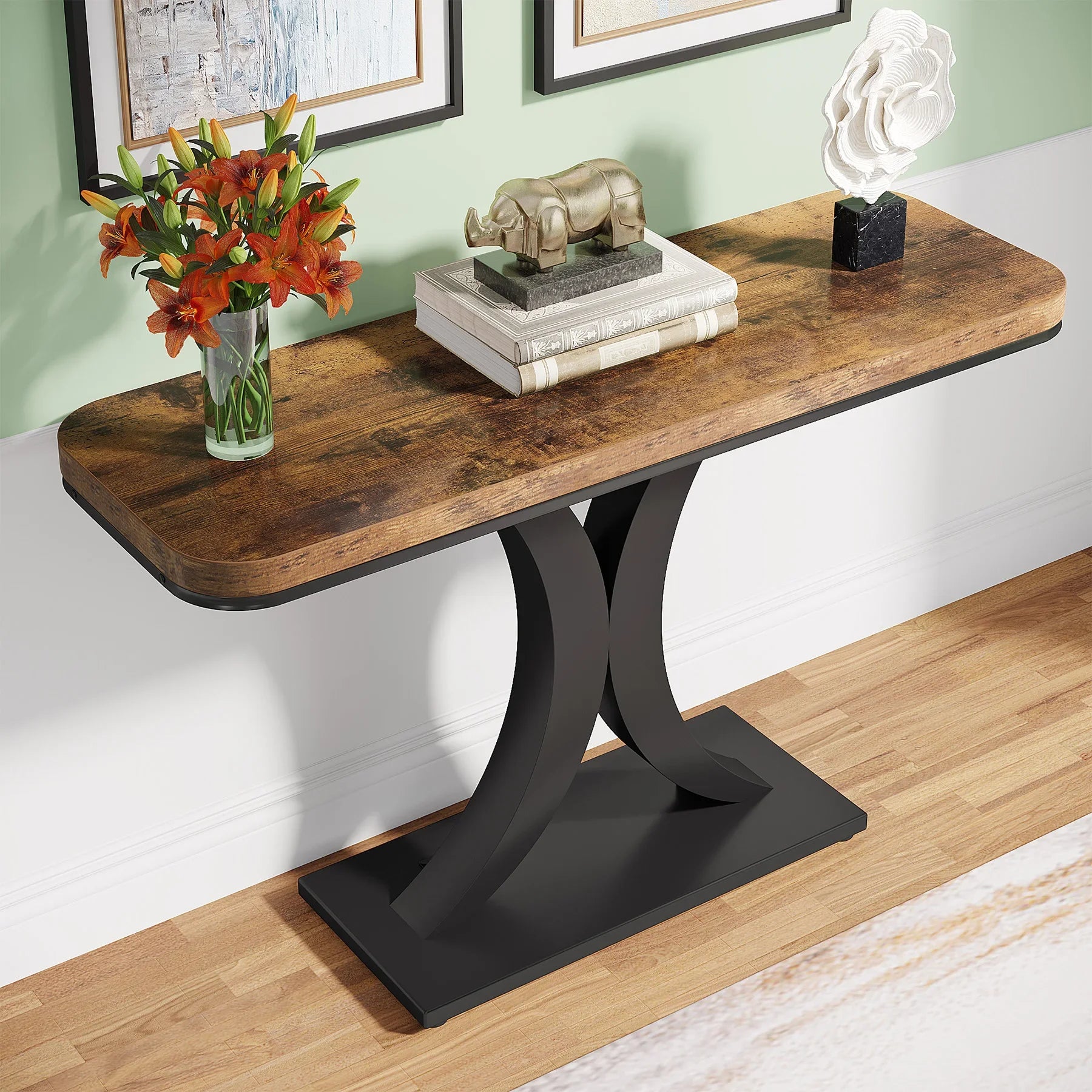 Tribesigns Industrial Console Table with Geometric Base - Chic & Cheery Shopping