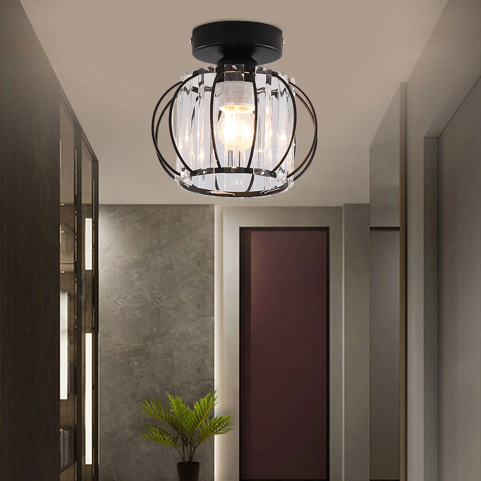 Black Modern Crystal Flush Mount Ceiling Light Fixture - Chic & Cheery Shopping