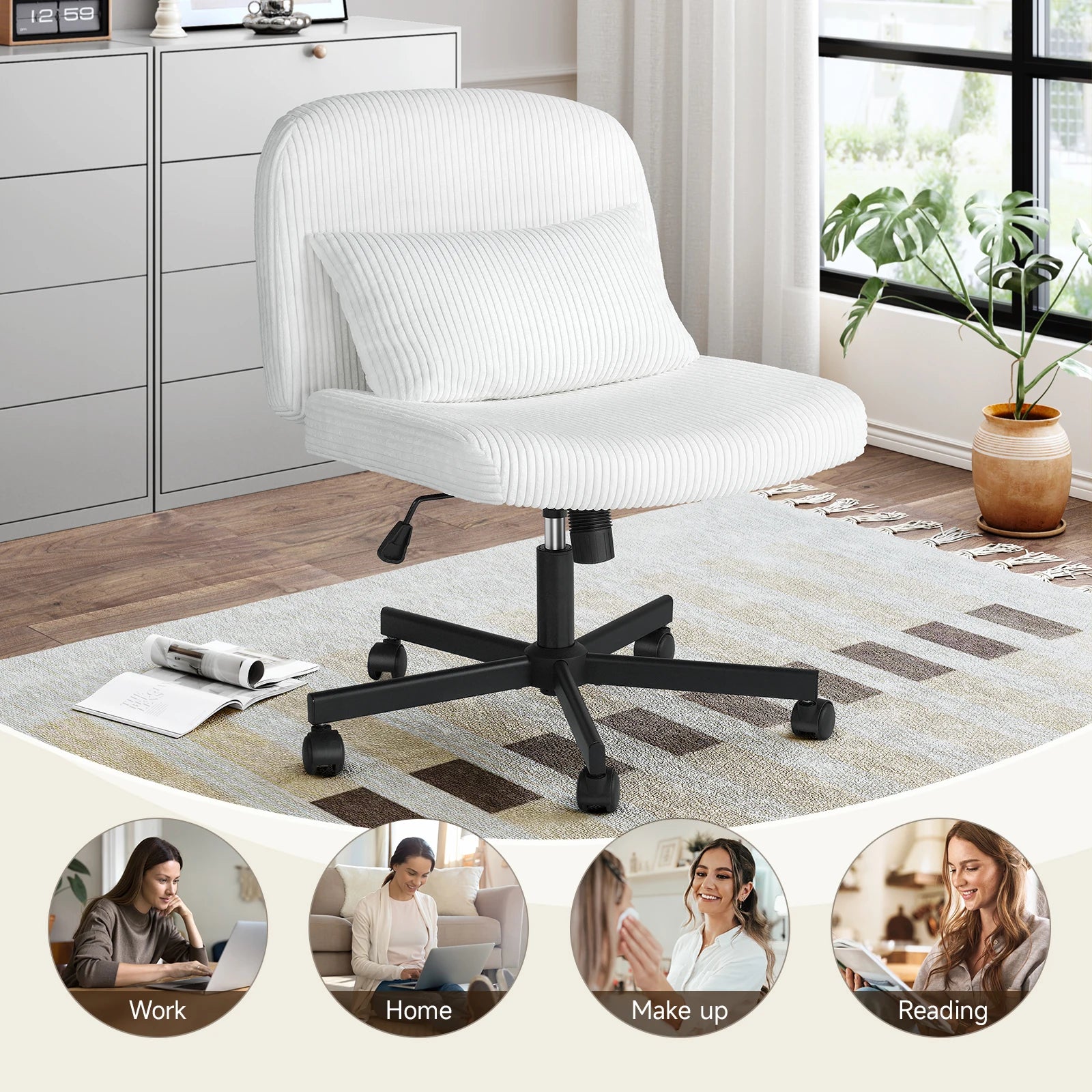 Massage Cross Leg Office Chair with Double Layer Cushion - Chic & Cheery Shopping