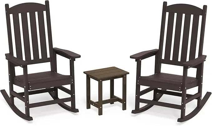 Outdoor Rocking Chairs Set of 3 All Weather Resistant - Chic & Cheery Shopping