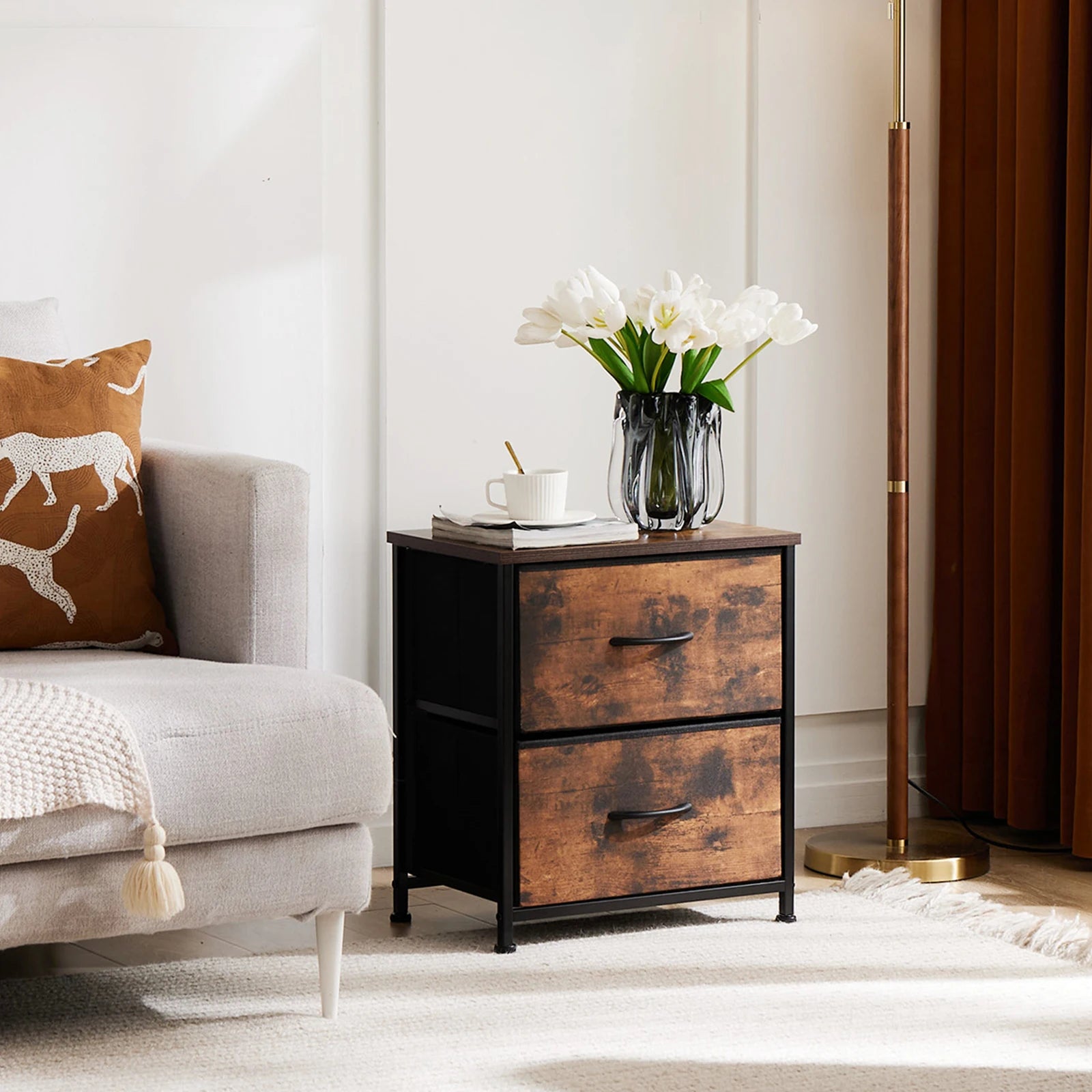 JHK Modern Living Room Cabinet Sets With Fabric Drawers - Chic & Cheery Shopping