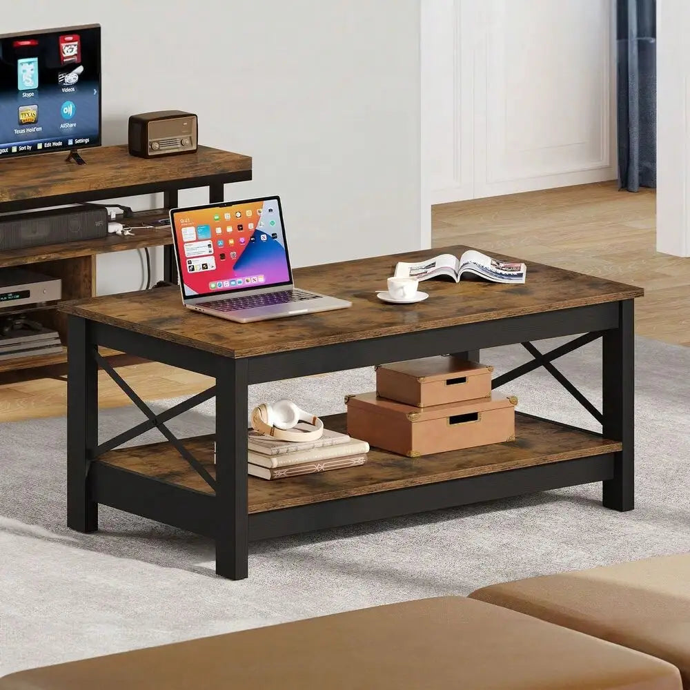 Modern Coffee Table With Open Storage Shelf For Living Room - Chic & Cheery Shopping