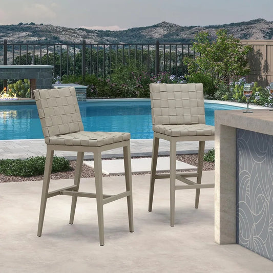 29 Inch Outdoor Bar Stools Set of 2 with Aluminum Frame - Chic & Cheery Shopping