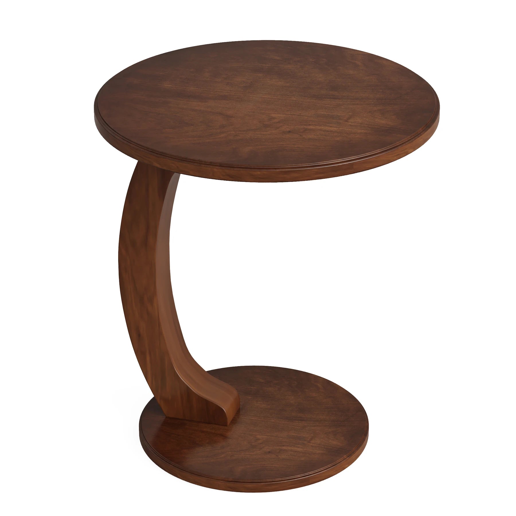 Tribesigns Round Wood C-Shaped Side Table for Living Room - Chic & Cheery Shopping