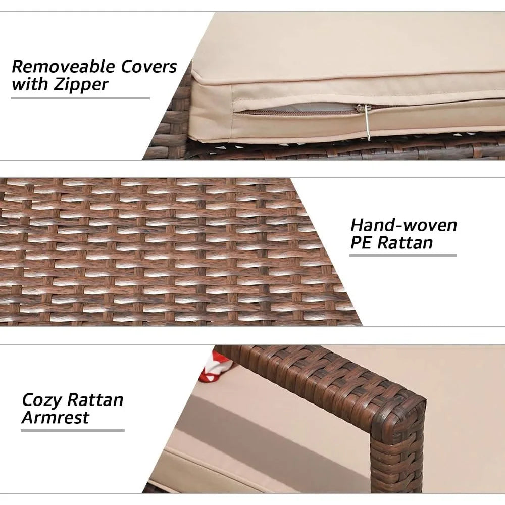 3 Piece Outdoor Wicker Conversation Set with Coffee Table - Chic & Cheery Shopping