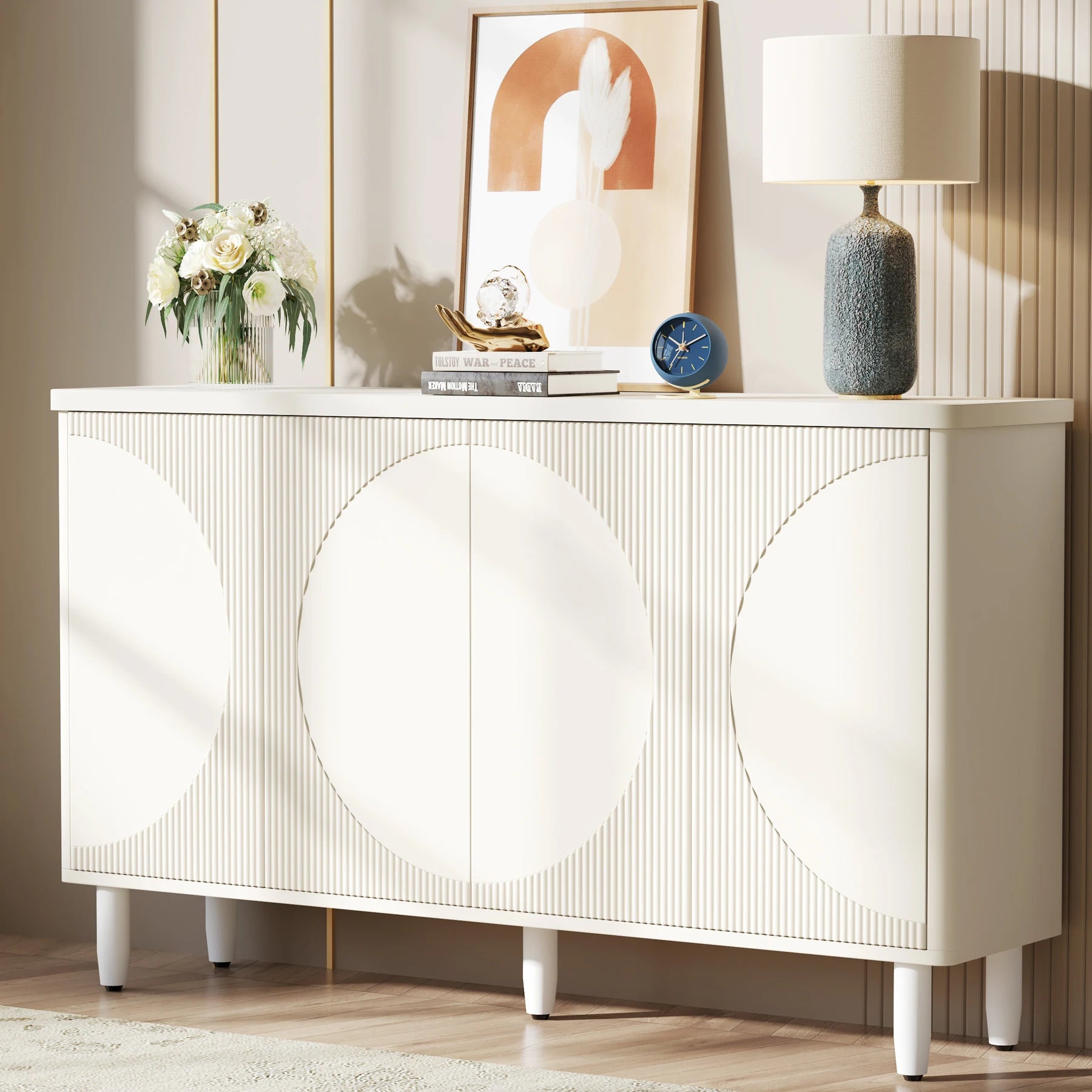 Tribesigns White Buffet Cabinet Sideboard Storage Doors - Chic & Cheery Shopping