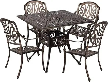 5 Piece Modern Outdoor Patio Dining Set for Garden and Deck - Chic & Cheery Shopping