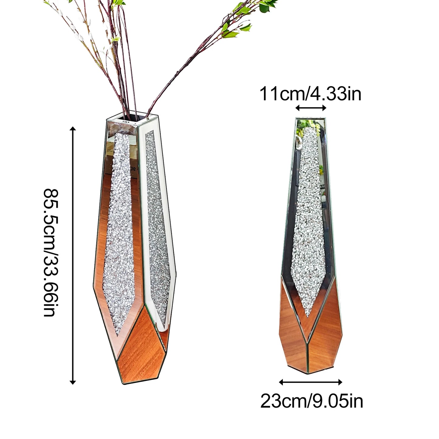 Tall Crushed Diamond Floor Vase for Modern Home Decor - Chic & Cheery Shopping