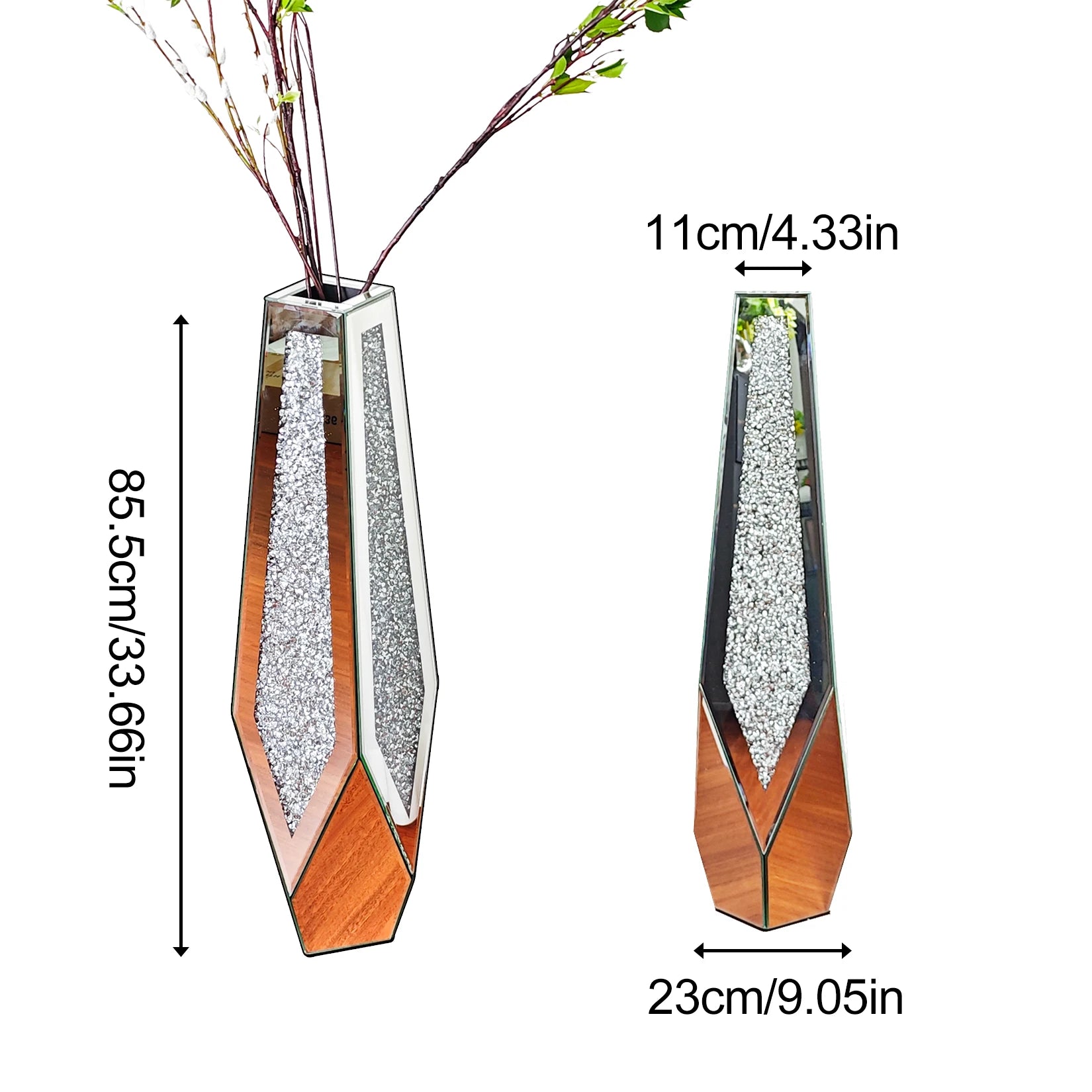 Tall Crushed Diamond Floor Vase for Modern Home Decor - Chic & Cheery Shopping