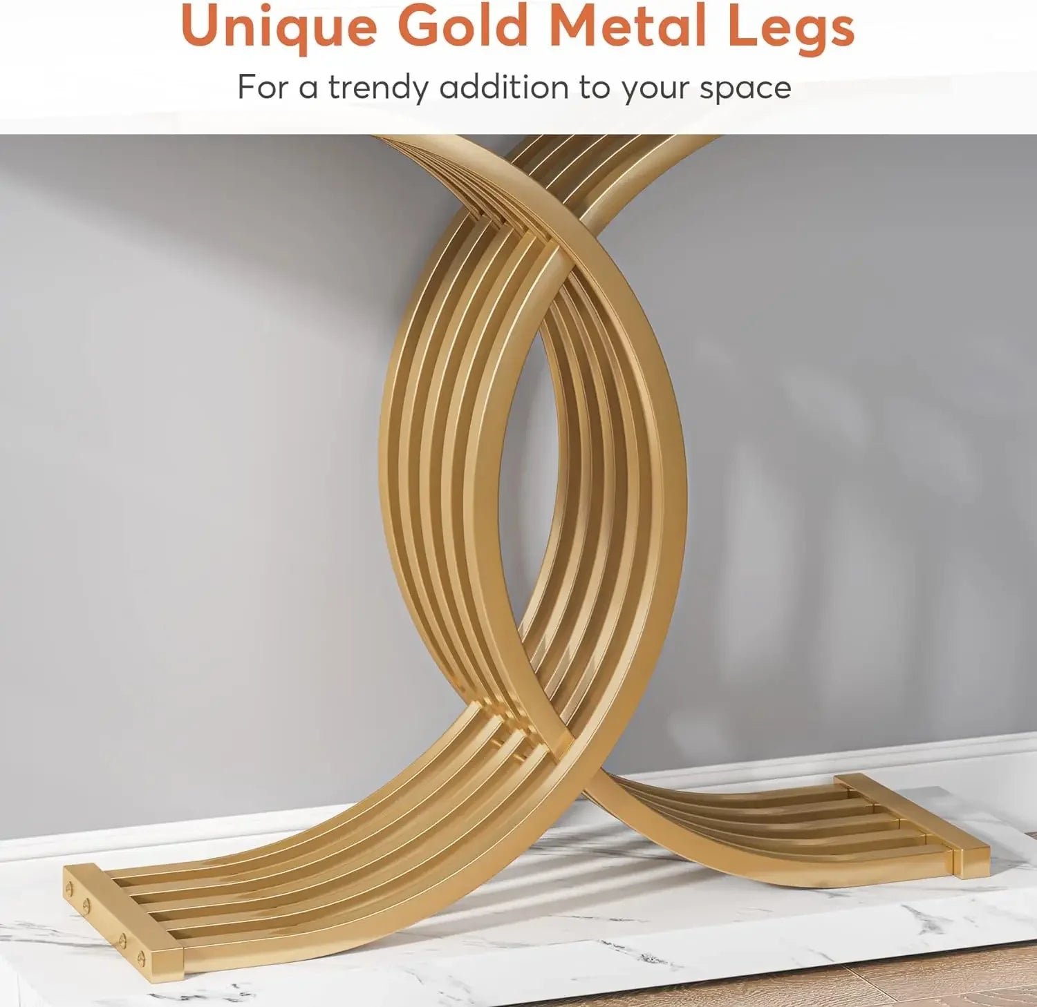 Tribesigns Modern Gold Entryway Table with Faux Marble Top - Chic & Cheery Shopping
