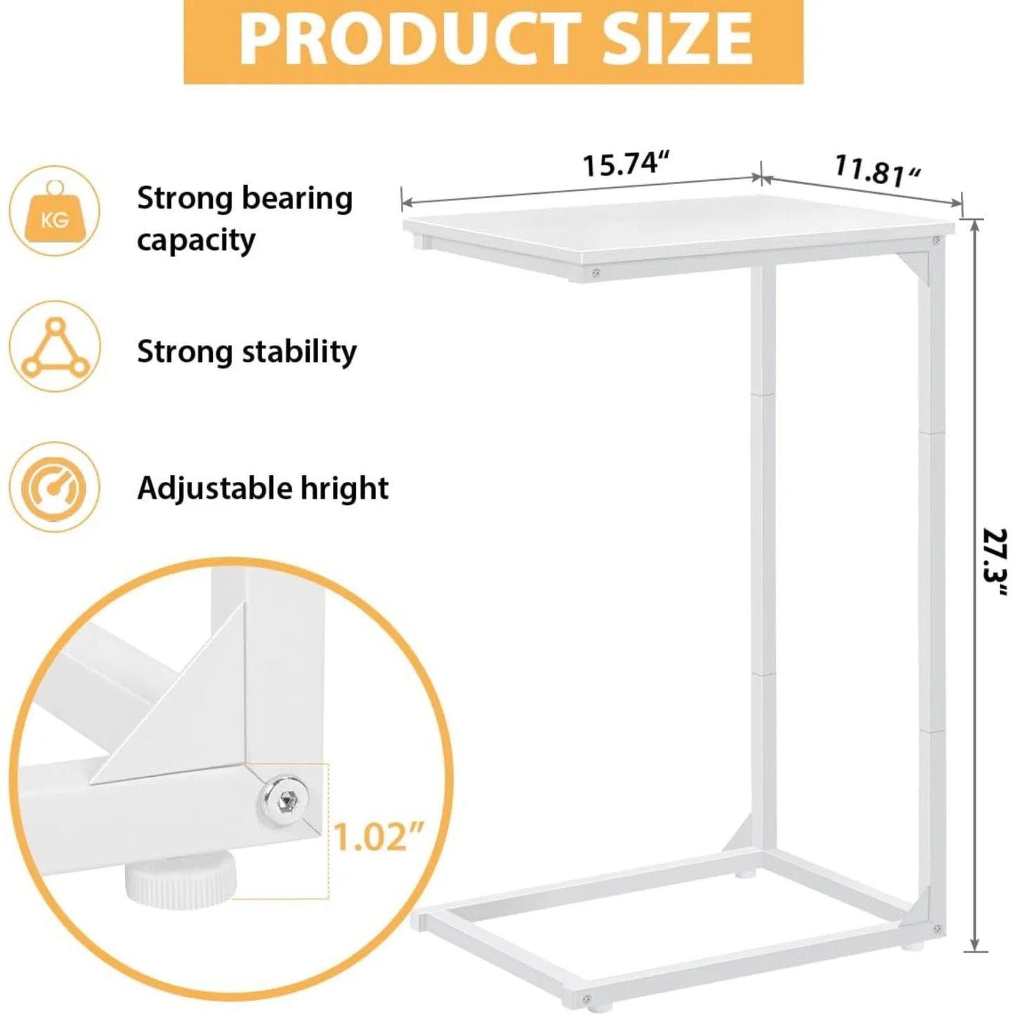 C Shaped End Table Set of Two Space Saving Design - Chic & Cheery Shopping