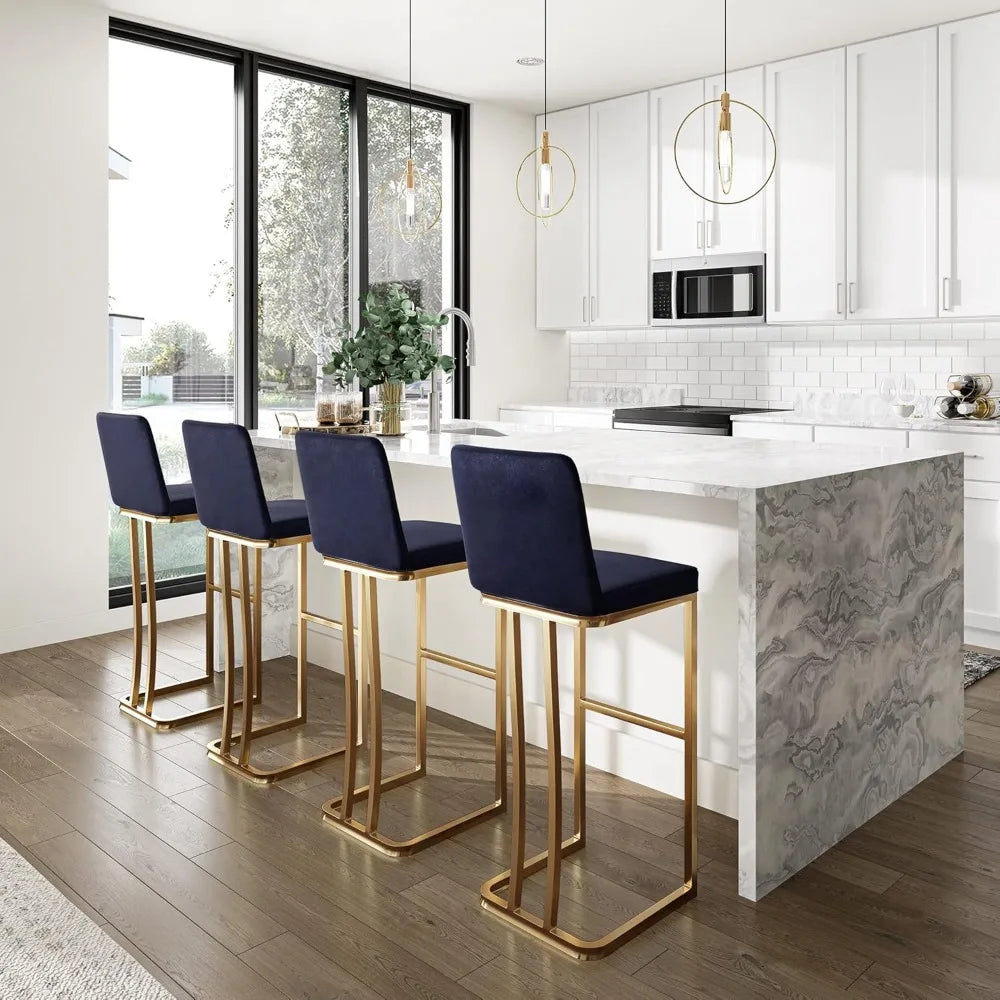 30 Inch Velvet Barstools Set of 2 with Gold Metal Frame - Chic & Cheery Shopping