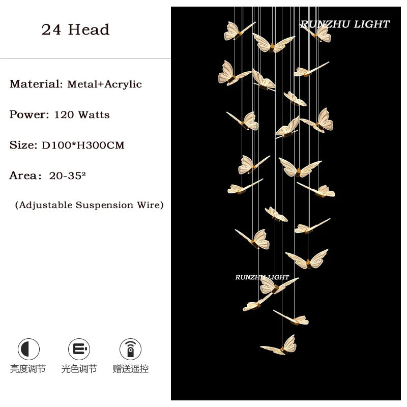 Butterfly Chandelier Bedroom Lamp Creative LED Pendant Light - Chic & Cheery Shopping