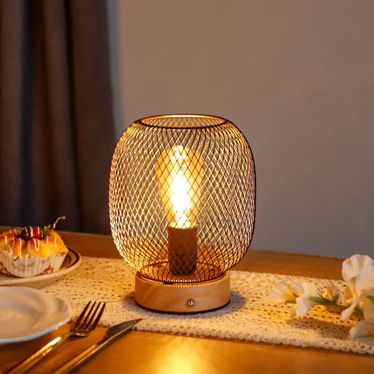 Dimmable Rechargeable Metal Bedside Table Lamp with LED Bulb - Chic & Cheery Shopping