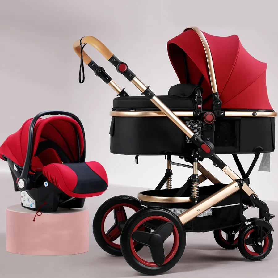 3-in-1 High Landscape Baby Stroller with Two-Way Folding - Chic & Cheery Shopping
