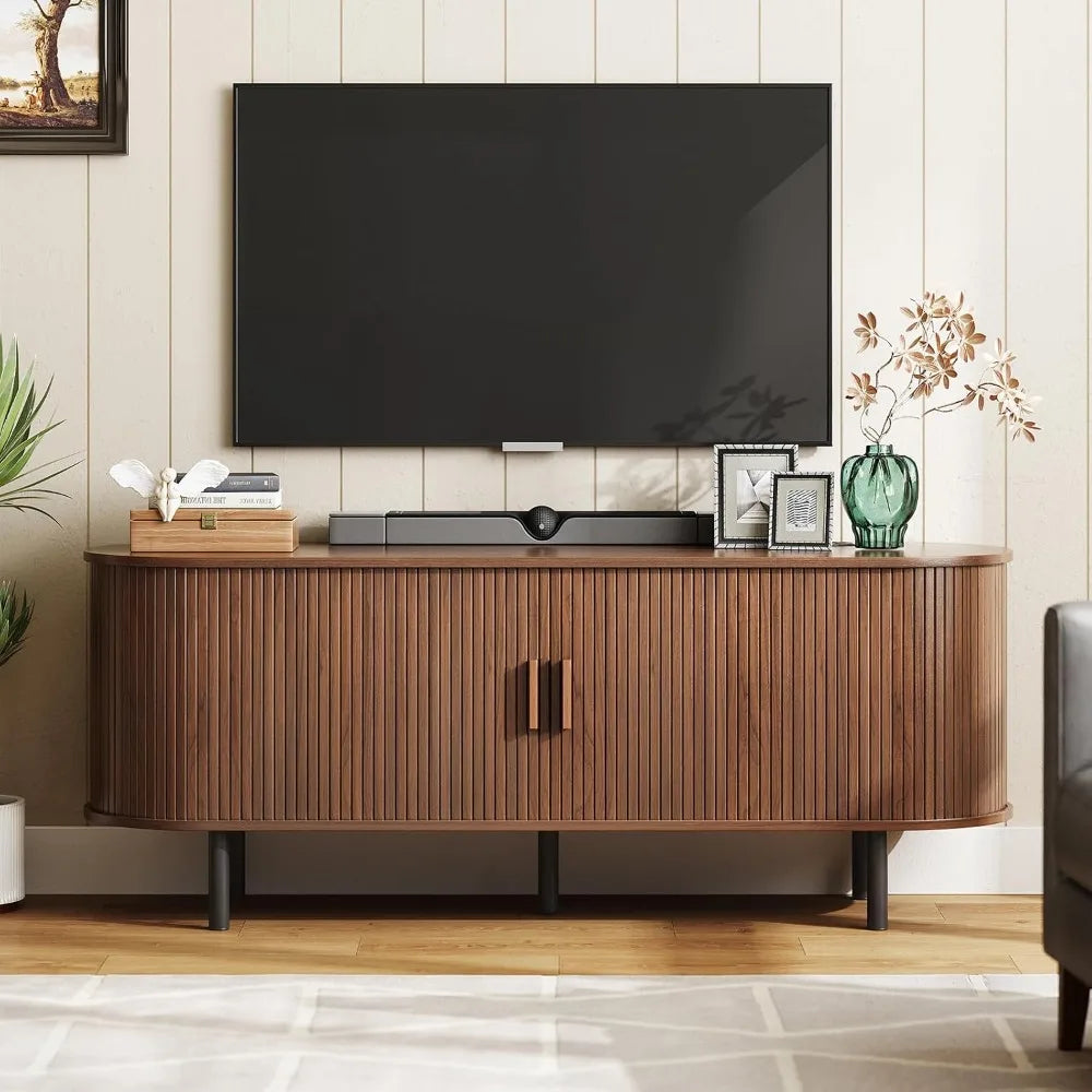 Elegant 55 Inch TV Stand with Power Outlet and Storage - Chic & Cheery Shopping