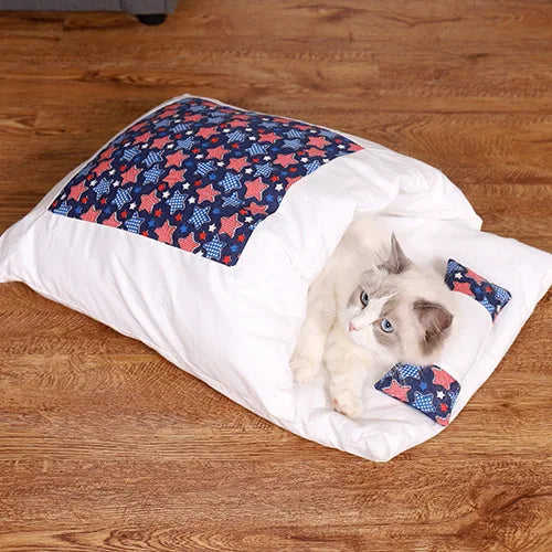 Japanese Cat Bed Winter Sleeping Bag Cave Cushion Nest - Chic & Cheery Shopping
