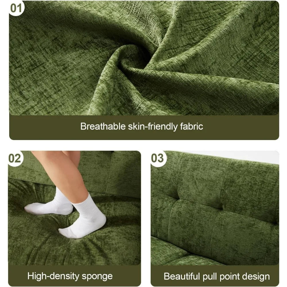 Modern Dark Green Chenille Love Seat Sofa for Living Room - Chic & Cheery Shopping