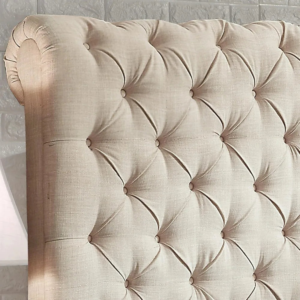 Rosevera King Beige Upholstered Bed Frame with Luxurious Headboard - Chic & Cheery Shopping